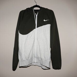 EUC - Nike Full-Zip Hoodie in Forest Green/Heathered Oatmeal/Gray - Size M